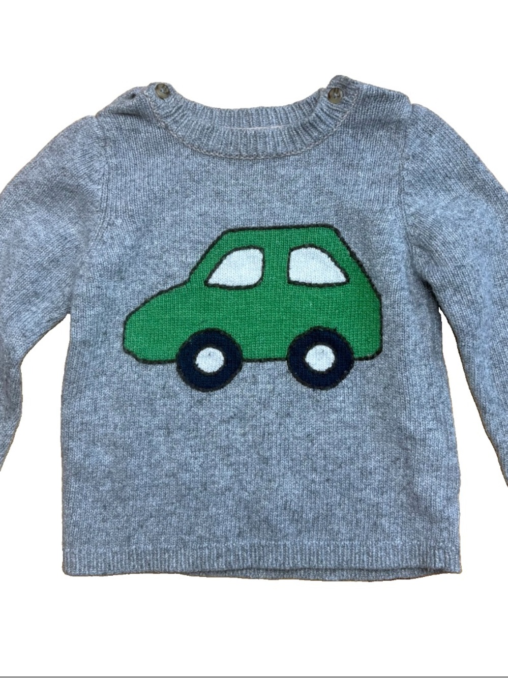 Baby Boden Boys Grey Knit Car Print Sweater
